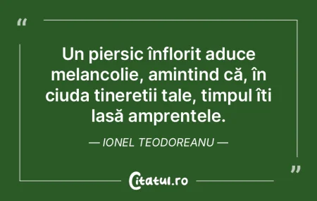 Un piersic înflorit aduce melancolie, a...