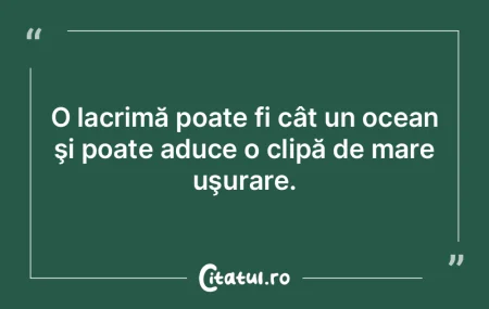 O lacrimă poate fi cât un ocean şi po... O lacrimă poate fi cât un ocean şi po...