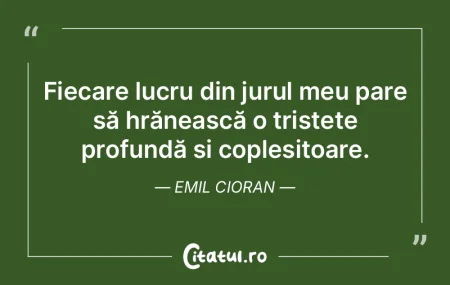 Fiecare lucru din jurul meu pare să hr�...