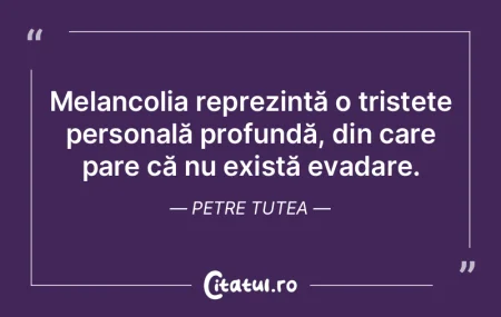 Melancolia reprezintă o tristețe perso... Melancolia reprezintă o tristețe perso...
