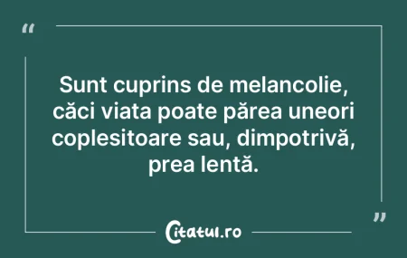 Sunt cuprins de melancolie, căci viața... Sunt cuprins de melancolie, căci viața...