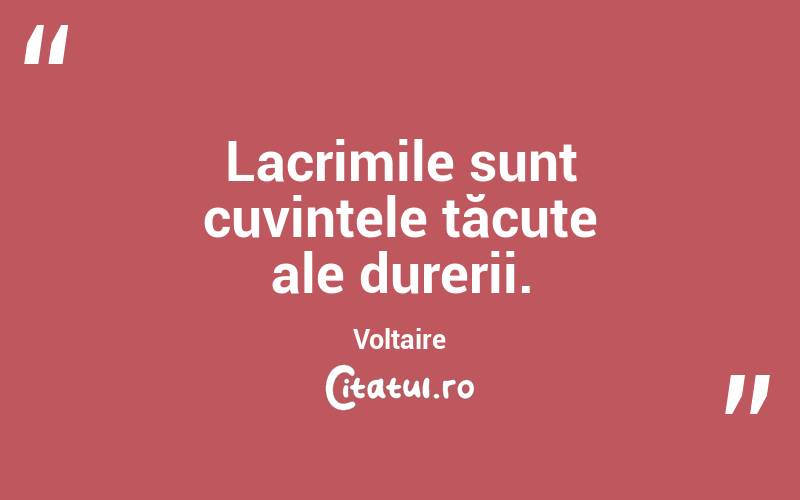 Lacrimile sunt cuvintele tăcute ale durerii. Voltaire
