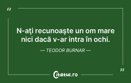 N-aţi recunoaşte un om mare nici dacă...