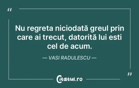 Nu regreta niciodată greul prin care ai... Nu regreta niciodată greul prin care ai...