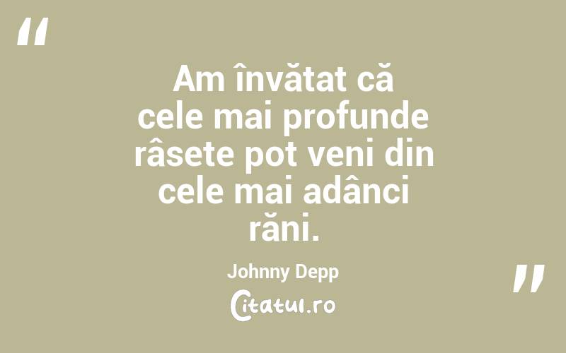 Am învățat că cele mai profunde râsete pot veni din cele mai adânci răni. Johnny Depp
