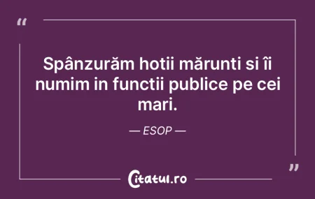 Spânzurăm hoții mărunți și îi num...