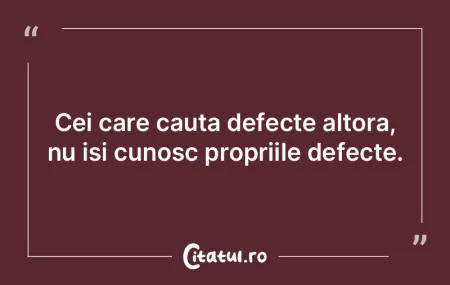 Cei care cauta defecte altora, nu isi cu...