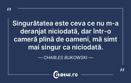 Singurătatea este ceva ce nu m-a deranj...
