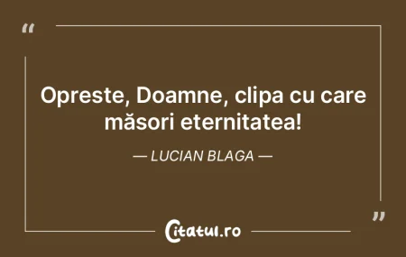 Oprește, Doamne, clipa cu care măsori ...