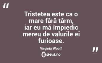 Tristețea este ca o mare fără țărm, iar eu mă împiedic mereu de valurile ei furioase. Virginia Woolf...