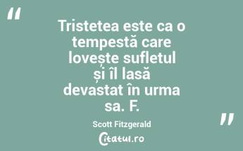 Tristețea este ca o tempestă care lovește sufletul și îl lasă devastat în urma sa. F. Scott Fitzgerald...