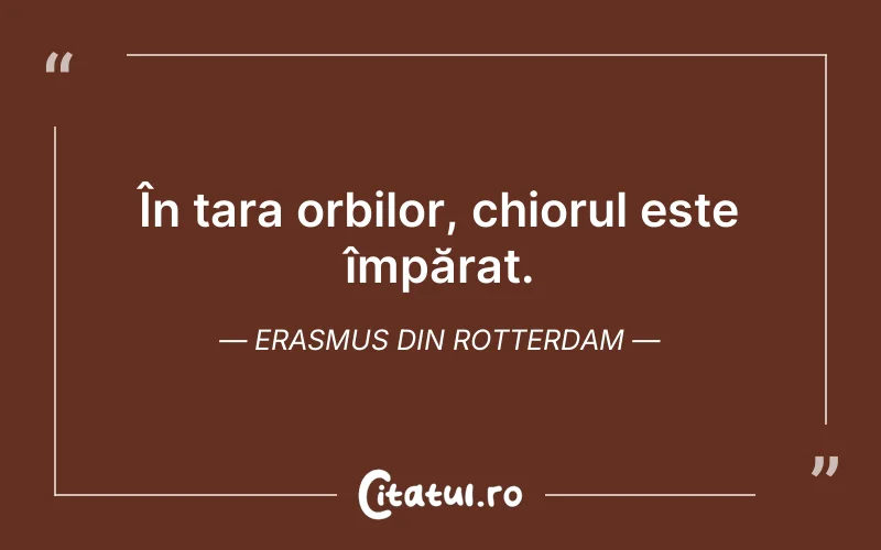 În țara orbilor, chiorul este împărat. Erasmus din Rotterdam
