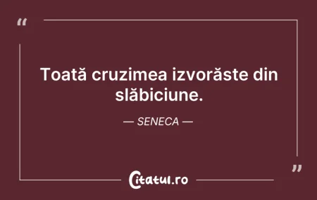 Citeste si: Toată cruzimea izvorăște din slăbiciune....