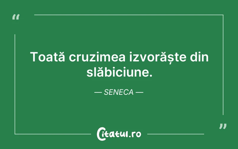 Toată cruzimea izvorăște din slăbiciune. Seneca