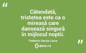 Câteodată, tristețea este ca o mireasă care dansează singură în mijlocul nopții. Federico Garcia Lorca...