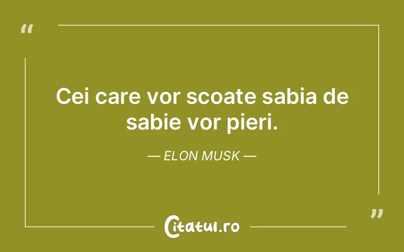 Cei care vor scoate sabia de sabie vor pieri. Elon Musk