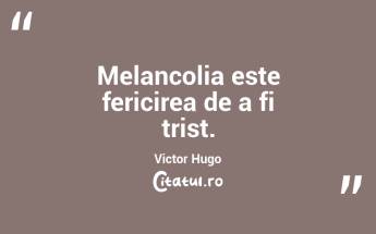 Melancolia este fericirea de a fi trist. Victor Hugo...