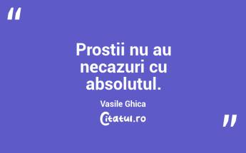 Prostii nu au necazuri cu absolutul. Vasile Ghica...