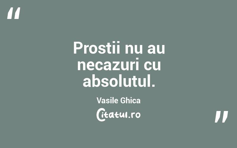 Prostii nu au necazuri cu absolutul. Vasile Ghica
