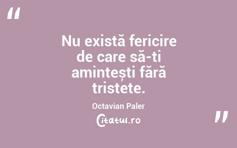Nu există fericire de care să-ți amintești fără tristețe. Octavian Paler
