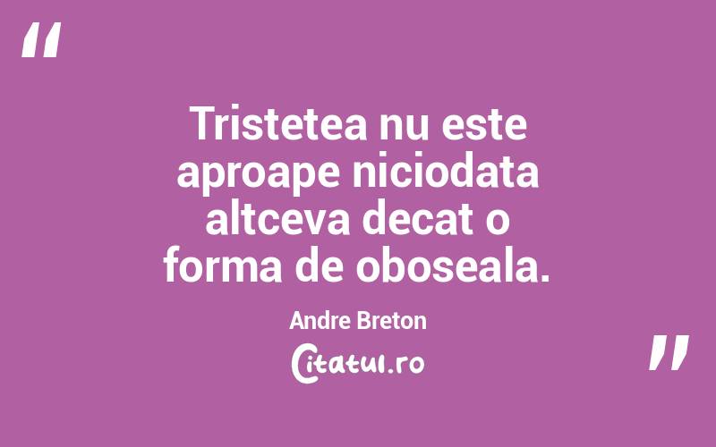 Tristetea nu este aproape niciodata altceva decat o forma de oboseala. Andre Breton