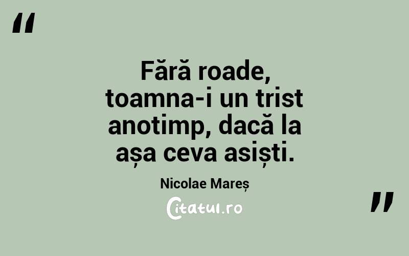 Fără roade, toamna-i un trist anotimp, dacă la așa ceva asiști. Nicolae Mareș
