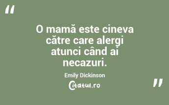 O mamă este cineva către care alergi atunci când ai necazuri. Emily Dickinson...