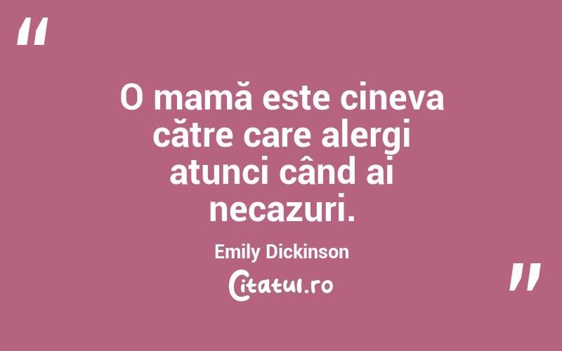 O mamă este cineva către care alergi atunci când ai necazuri. Emily Dickinson