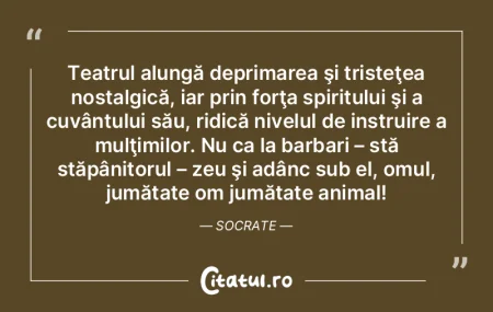  Teatrul alungă deprimarea şi tristeţ...