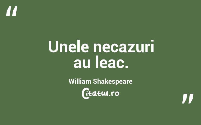 Unele necazuri au leac. William Shakespeare
