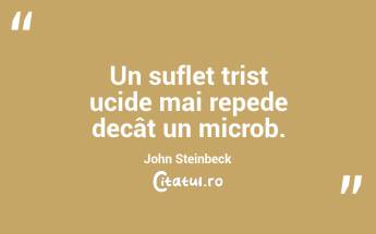 Un suflet trist ucide mai repede decât un microb. John Steinbeck...