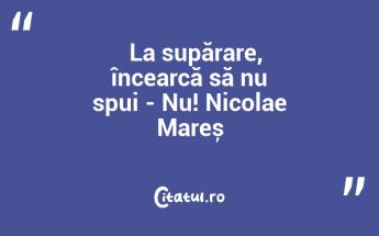   La supărare, încearcă să nu spui - Nu! Nicolae Mareș...