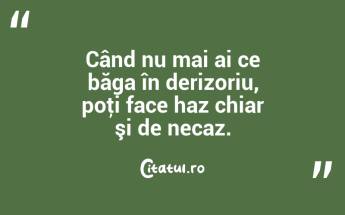 Când nu mai ai ce băga în derizoriu, poţi face haz chiar şi de necaz.  ...