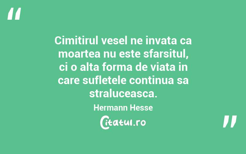 Cimitirul vesel ne invata ca moartea nu este sfarsitul, ci o alta forma de viata in care sufletele continua sa straluceasca. Hermann Hesse