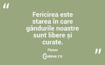 Fericirea este starea în care gândurile noastre sunt libere și curate. Platon...