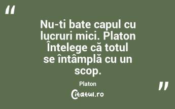 Nu-ți bate capul cu lucruri mici. Platon Înțelege că totul se întâmplă cu un scop. Platon...
