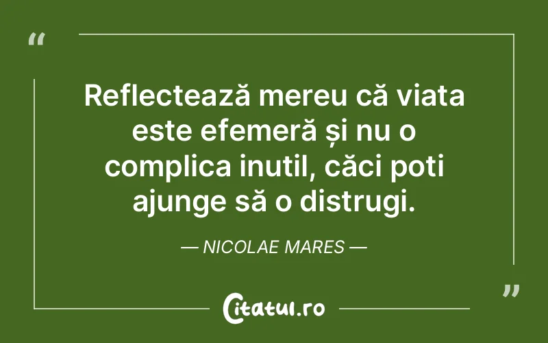Citat Nicolae Mares - citate viata