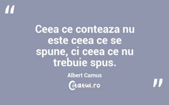 Ceea ce conteaza nu este ceea ce se spune, ci ceea ce nu trebuie spus. Albert Camus...