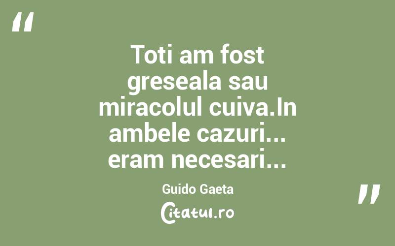 Toti am fost greseala sau miracolul cuiva.In ambele cazuri... eram necesari...Guido Gaeta