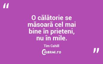 O călătorie se măsoară cel mai bine în prieteni, nu în mile. Tim Cahill...