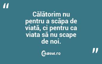 Călătorim nu pentru a scăpa de viață, ci pentru ca viața să nu scape de noi. ...