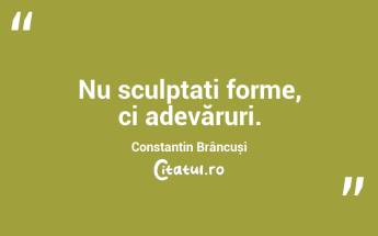 Nu sculptați forme, ci adevăruri. Constantin Brâncuși...