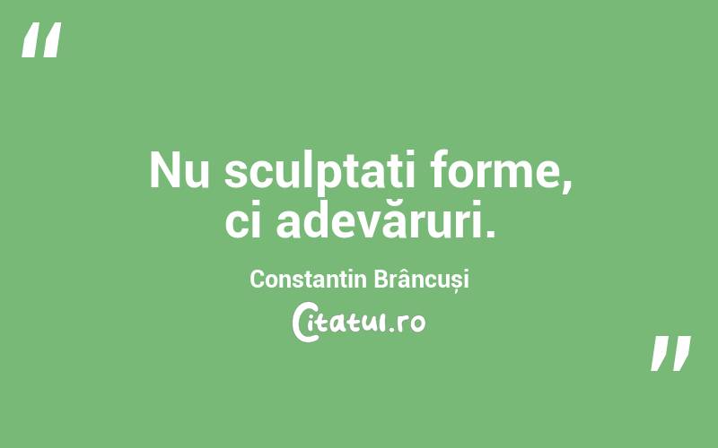 Nu sculptați forme, ci adevăruri. Constantin Brâncuși
