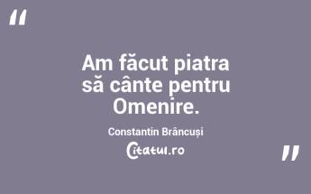 Am făcut piatra să cânte pentru Omenire. Constantin Brâncuși...