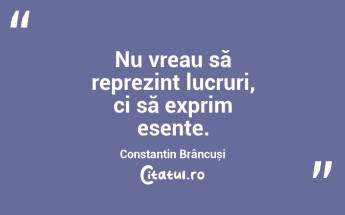 Nu vreau să reprezint lucruri, ci să exprim esențe. Constantin Brâncuși...