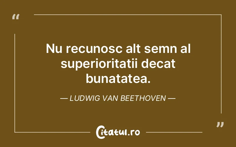 Nu recunosc alt semn al superioritatii decat bunatatea.  Ludwig van Beethoven