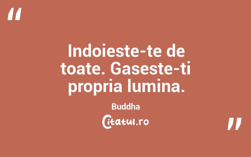 Indoieste-te de toate. Gaseste-ti propria lumina. Buddha
