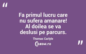 Fa primul lucru care nu sufera amanare! Al doilea se va deslusi pe parcurs. Thomas Carlyle...