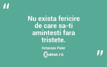Nu exista fericire de care sa-ti amintesti fara tristete. Octavian Paler...