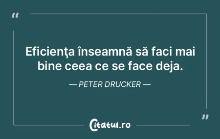 Eficienţa înseamnă să faci exact cee... Eficienţa înseamnă să faci exact cee...